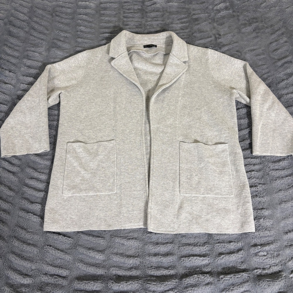 J.Crew Sophie Sweater Blazer Heather Grey Merino Wool Blend Open Front Large